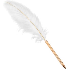 1Pc Retro Feather Ballpoint Pen Exquisite Siganture Pen Refillable Ballpoint Pen for Wedding Office Business Gift Pens for Signing Artwork Journal Writing Ballpoint Pens and Refills（White）