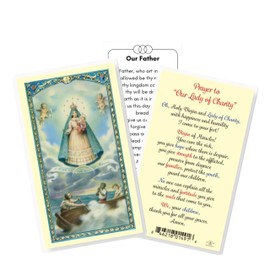 Holy Lines Our Lady of Charity Laminated Prayer Card with Our Father Card Set