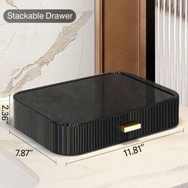 Decorcode Stackable Clear Plastic Organizer Drawer | Organize Eyeshadow Palettes, Cosmetics, and Beauty Supplies on a Vanity