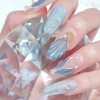 Whale Tail Blue Handmade Nail Tips - Short Oval /