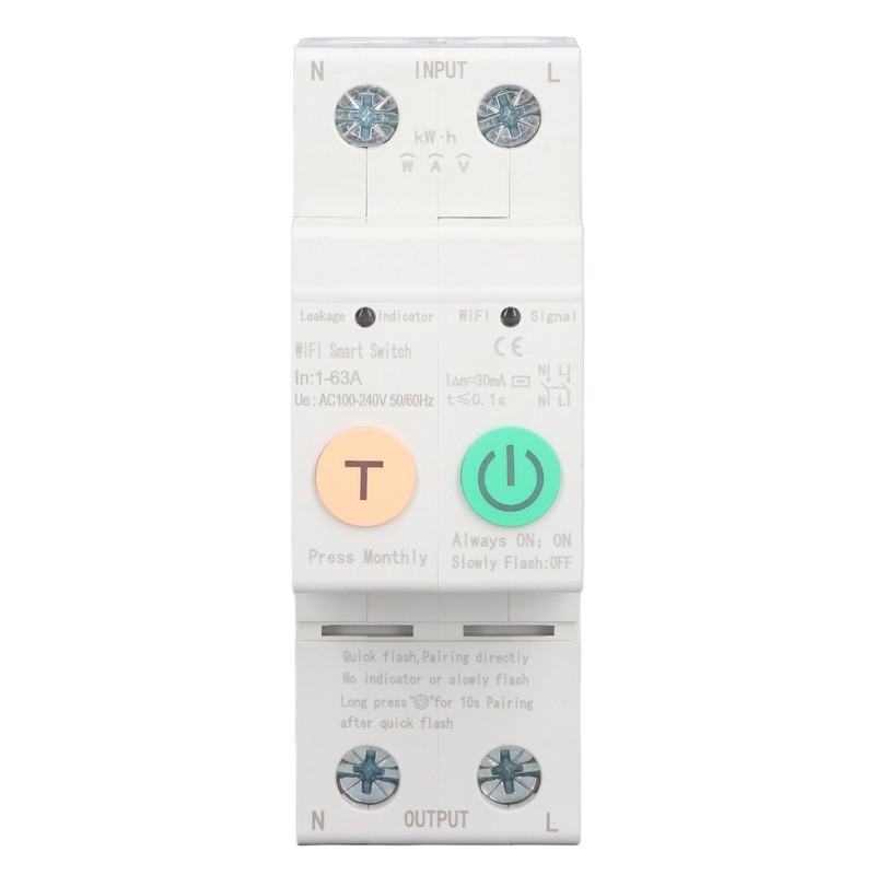 WiFi Circuit Breaker Parameters Adjustable Leakage Protection Data Display Remote