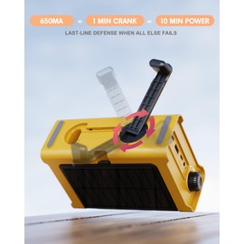 Emergency Hand Crank Weather Radio – Oversize Solar Panel, AM/FM/NOAA, Flashlight, Reading Lamp, SOS Alarm – Portable Survival Radio for Camping,Hurricanes, Storms, Power Outage