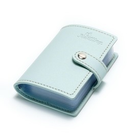 Karlling credit card holder wallet for women/man soft leather business card holder card case organizer bag with 20 card sleeves inside(Light Blue)