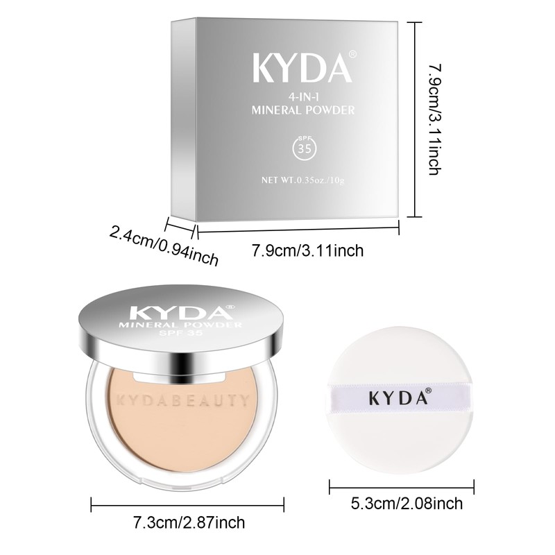 Freeorr 4-in-1 Mineral Pressed Powder, SPF 35 Powder Foundation with