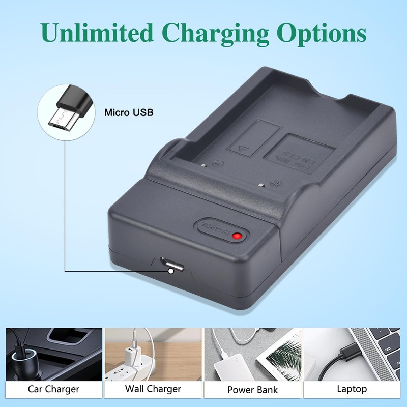 Tectra 2-Pack EN-EL5 Battery and USB Charger for Nikon Coolpix