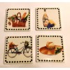 MacKenzie-Childs Mackenzie Childs Vino Alfresco Ceramic Coasters, Boxed Set Of
