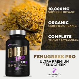 10,000MG Fenugreek Pro – Ultra Premium Organic Fenugreek Capsules – Fenugreek Supplement 90 Vegan Capsules High Strength Supplements
