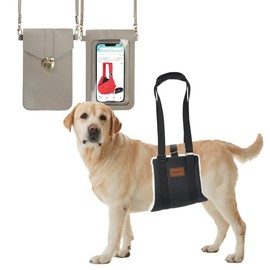 feliz-ganeshaya Dog Care Harness, Walking Support, Wide, Waterproof, Adjustable Length, Smartphone Shoulder Set, Large