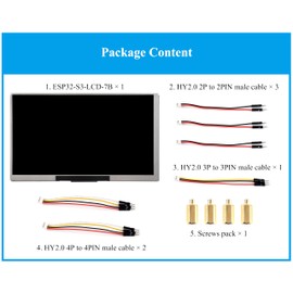 ESP32-S3 7inch Display Development Board, ESP32 with Display 1024×600, 32-bit LX7 Dual-Core Processor, Supports WiFi & BT, with Onboard Antenna, Backlight Adjustable, Multiple Peripheral Interfaces