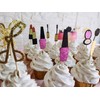 Glitter Make up Cupcake Toppers Bachelorette Party Cupcake Picks Bridal