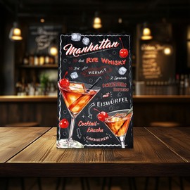 Cocktail Recipes 20 x 30 cm Aluminium Sign Decorative Metal Sign Decoration for Bar Counter Pub Kitchen Cafe Birthday Gift Recipe RV003 (06 Manhattan)