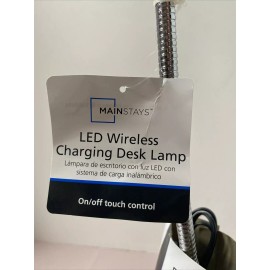 Mainstays Desk Lamp LED Qi Wireless & USB Charging Port GOLD Mainstays Flex Gooseneck NWT