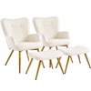 Yaheetech Small Accent Chair with Ottoman Set, Boucle Armchair and
