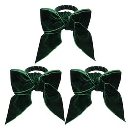FSSTUD 3 Pcs Bow Napkin Holder Rings Christmas Table Napkin Rings Velvet Bowknot Napkin Rings Anniversary Dinner Napkin Holders Xmas Napkin Holder Buckle for Tableware Decoration Green