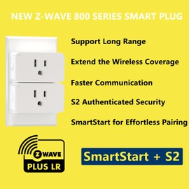 Minoston 800 Zwave Plug Smart Outlet Switch LR, Z-Wave hub Required, Bult in Zwave Repeater, Compatible with SmartThings, Hubitat, Wink, Compatible with Alexa Google Assistant, White, 2 Pack (MP31Z)