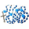 Nazareth Store Blue Pearl Beads Rosary Prayer Handmade Necklace Our