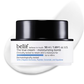 belif belif The True Cream Moisturizing Bomb - 48hr Intense Hydration with Peptide, Ceramide & Squalane, Milky & Lightweight Daily Moisturizer, Restores Skin Barrier, Korean Skincare, 1.68 fl. oz. (50ml)