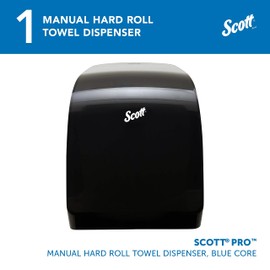 Scott Professional Pro Manual Hard Roll Towel Dispenser (34346), Black, for ScottProfessional Blue Core Towels, 12.66"x16.44"x9.18" (Qty 1)