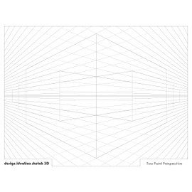 Design Ideation SKETCH 3D Perspective Grid Paper Pad. Multi-Media paper pad for Pencil, Ink, Marker and Watercolor Paints. Great for Art, Design and Education. Two Point Perspective Grid. (Grey Grid)