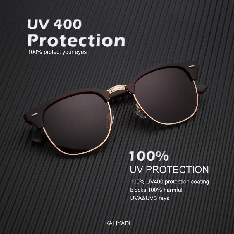 KALIYADI Polarized Sunglasses for Men and Women Semi-Rimless Frame Driving