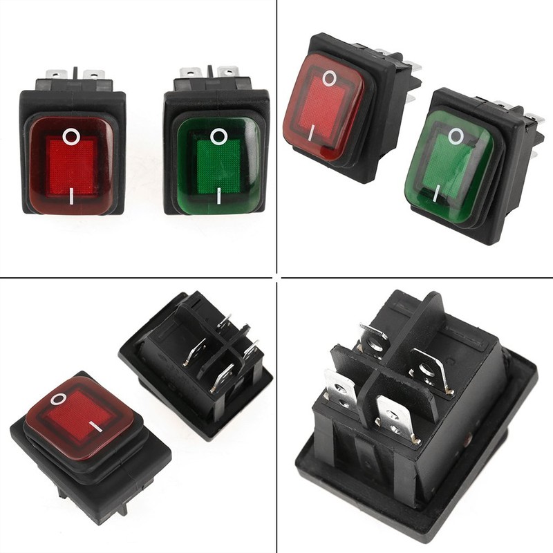 Pack of 4 Switch with Indicator Light, SPST ON-OFF Rocker