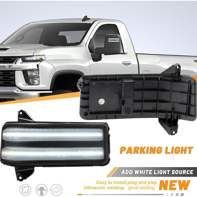 NJSBYL For Sierra & Silverado Amber LED Side Mirror Turn