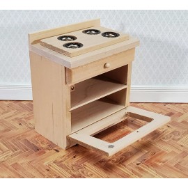 Unbranded Dollhouse Oven with Stove Top 1:12 Scale Miniature Furniture Unpainted Wood