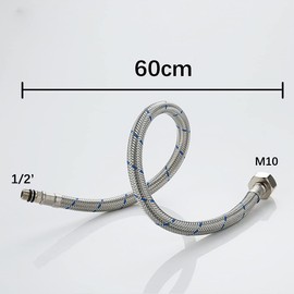 Amindz 2 pcs (1/2 BSP, 60 cm) Connection Hose Fitting M10 Hose Mixer Tap Connection Hose Water Inlet Hoses Water Inlet Hoses Extension for Tap Mixer Tap