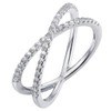 18K White Gold Plated X Ring Simulated Diamond CZ Criss