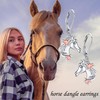 Horse Earrings Sterling Silver Horse Head Flower Dangle Earrings Horse