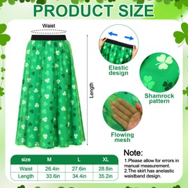 Jeere 5 Pcs St. Patrick's Day Women Leprechaun Costumes Irish Long Tutu Skirt Waist Shamrock Headband Bead Necklace Jewelry(M)