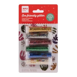 APLI Kids 6 Bottles Metal Glitter Biodegradable Ideal for Costumes Crafts 20069