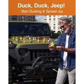 Kit de recarga de patos Jeep para patos, kit de 75 piezas, incluye patos de goma, tarjetas de pato Jeep y bandas de goma, además de la aplicación móvil oficial Duck Duck Jeep, Happy Duckers