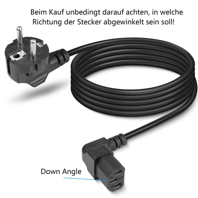 GELRHONR 1.5 m 3 Pin IEC Cable, 90 Degree CEE