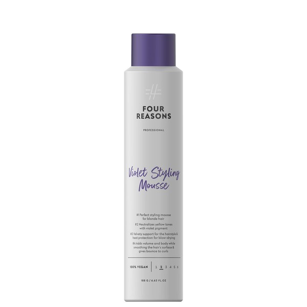 Four Reasons Violet Styling Mousse For Blonde Hair- Neutralizes Yellow Tones With Violet Pigment For Cool Toned Hair- Anti-Brass, Paraben-Free Volumizing Hair Mousse For Texture & Smooth Hair