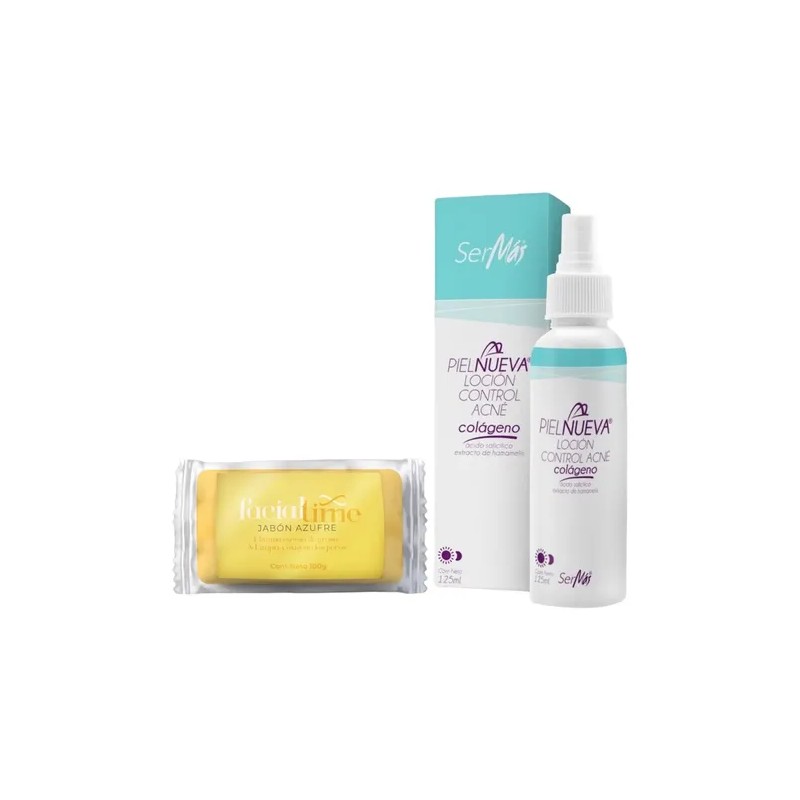 Facial Time Kit Loción Antiacné 120ml Jabón Azufre 100g Control