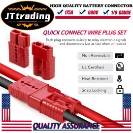 JTtrading 2x Winch Connector 175A Battery Quick Connect Disconnect Wire Terminal Plug Kit