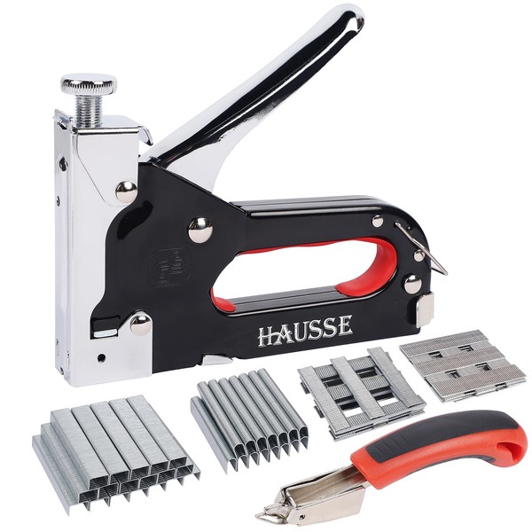 Hausse Heavy Duty Staple Gun, 4-in-1 Home Nail Gun with 6000Pcs Staples and Stapler Remover, Upholstery Manual Stapler for DIY Decoration, Wood, Wall, Furniture, Carpentry, Fabric, Crafts