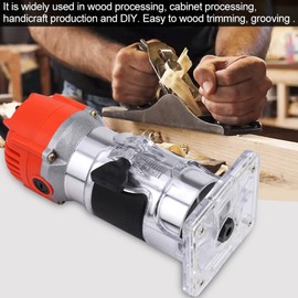 Electric Hand Trimmer Wood Laminator Router Tool Set 30000R MIN, Transparent Base, Curve Processing is Fine for Woodworking