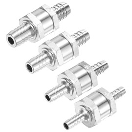 M METERXITY 4-Pack Fuel Oil Check Valve, 1/2" 1/4" 3/8" 5/16" Aluminum Alloy Non Return One Way Check Valve for Fuel Line/Petrol/Diesel/Water/Oil/Gas [Silver]