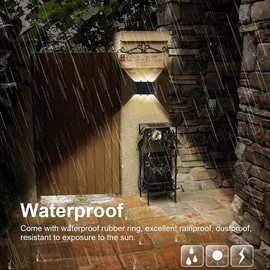 Aplique de Pared Montable Negro Mate de estilo Moderno de Diseño Nuevo con Luces Integradas de ideal para Interiores y Exteriores con tecnología IP65 resistente a Agua y Polvo (Negro - Luz Cálida)