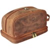 Genuine Leather Travel Cosmetic Bag - Hygiene Organizer Dopp Kit