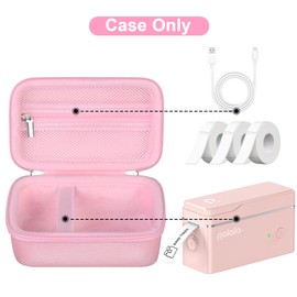 Canboc Carrying Case Compatible with POLONO P31S Label Maker Machine, Portable Thermal Label Printer Bag fit Label Paper, Cable, Pink (Case Only)