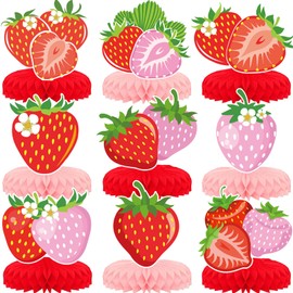 9 PCS Strawberry Centerpieces for Tables - Strawberry Table Decor Strawberry Party Decorations Strawberry Theme Birthday Decorations