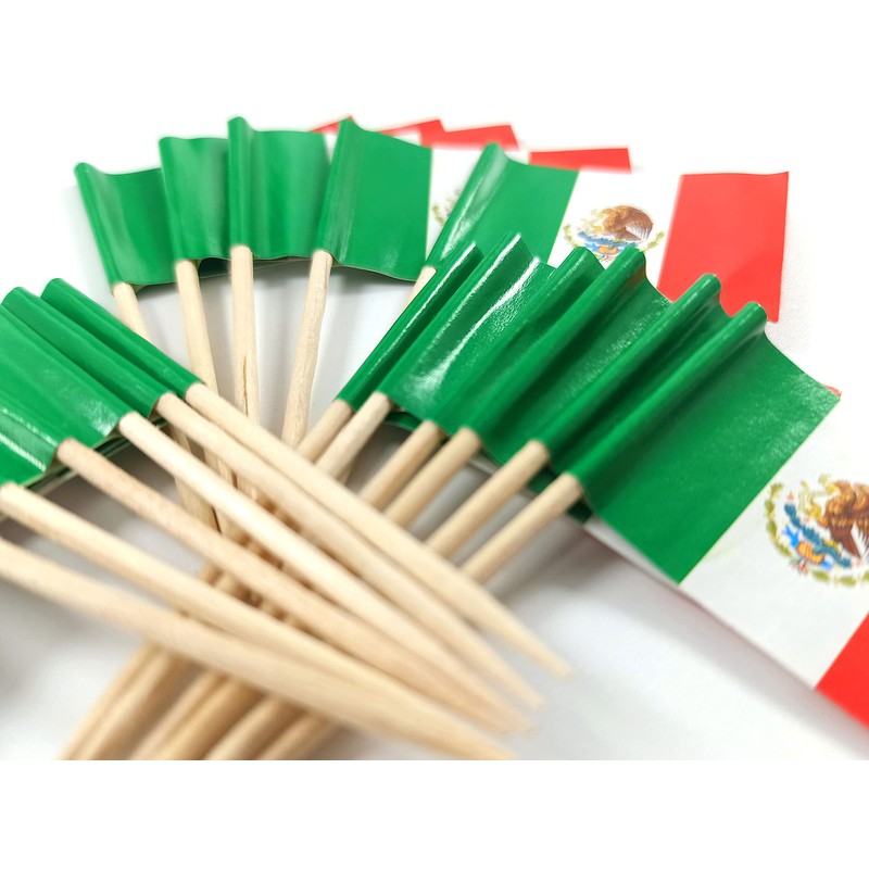 JBCD Mexico Toothpick Flag Mexican Mini Small Cupcake Topper Flags,