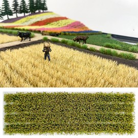 Woohome Static Rice Field Grass Model Rice Field Scene Railway Green Artificial Grass for DIY Model Railroad Scenery