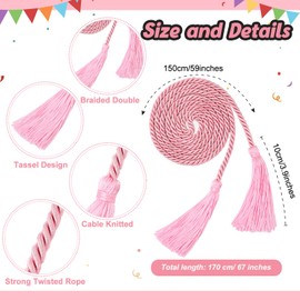 Geosar 48 Pcs Graduation Cords, Honor Cords with Tassel for Bachelor, Master, Doctor Graduation Ceremonies (Pink)