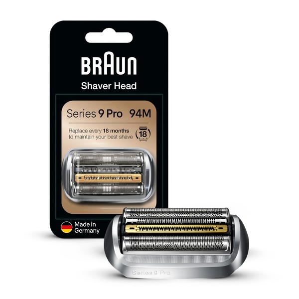 Braun Shaver Head Replacement Part 94M Silver, Compatible with Series