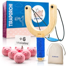 ZORKAM Türschweinchen + 6 Schweinchen - tolle lustige Geschenkidee für Schießliebhaber - geeignet für den Innen- und Außenbereich