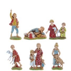 Moranduzzo Set 6 Kinder für Krippe 10 cm Maßstab 1:20 - Unzerstörbare Krippenfiguren - Stil 700', Handbemalt, Offizielles Produkt, Hergestellt in Italien, Bildhauer M. Landi
